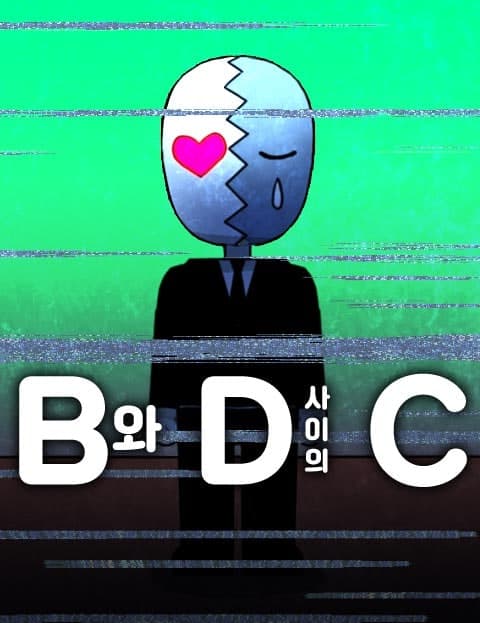 C Between B and D